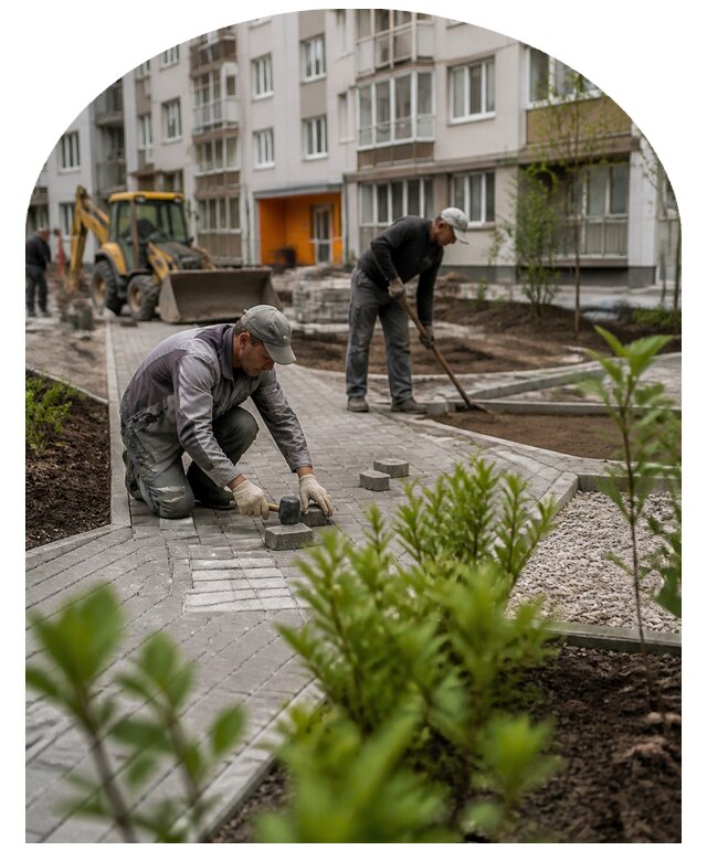 Благоустройство двора многоквартирного дома в Сочи